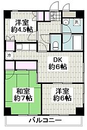 鎧橋ビル 3DKの間取図画像