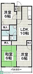 コーポフェニックスB 3LDKの間取図画像
