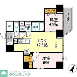 K.H.Mビル 2LDKの間取図画像