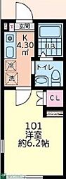 HM Base鶴ヶ峰 1Kの間取図画像
