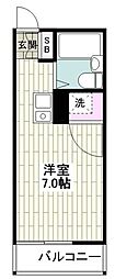 コーポシャルムB棟 ワンルームの間取図画像