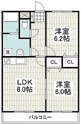 クレスタート2 2LDKの間取図画像