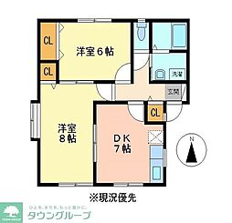 ラ・メイジュ1 2DKの間取図画像