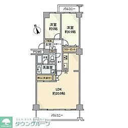 戸塚ハイライズB棟 2LDKの間取図画像