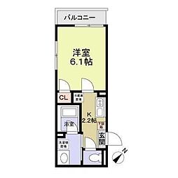パルトネール横浜二俣川B 1Kの間取図画像