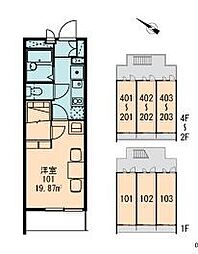 レオパレスＭＡＮＡＢＥ 2階1Kの間取り
