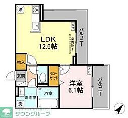 京急本線 上大岡駅 徒歩18分の賃貸アパート 3階1LDKの間取り