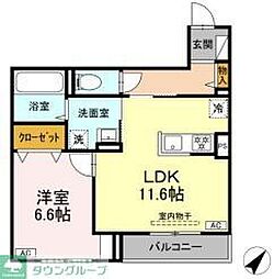 京急本線 上大岡駅 徒歩18分の賃貸アパート 3階1LDKの間取り
