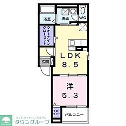 逗子市桜山3丁目アパート 1LDKの間取図画像