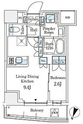 横浜市営地下鉄ブルーライン 阪東橋駅 徒歩6分の賃貸マンション 2階1LDKの間取り