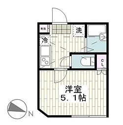 リーヴェルポート横浜南エミール 2階1Kの間取り