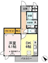 クレインリング丸山台 1DKの間取図画像