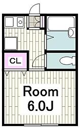 シャローヒルズ大岡B 1Kの間取図画像