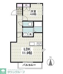 リベルテ鎌倉 1LDKの間取図画像