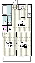 パークサイドヴィレッジ 2DKの間取図画像