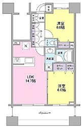 パークフラッツ横濱公園 2LDKの間取図画像
