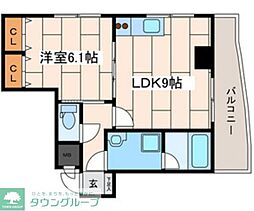 アルトベルク横浜 1LDKの間取図画像