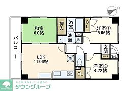 サニーヒル2 3LDKの間取図画像