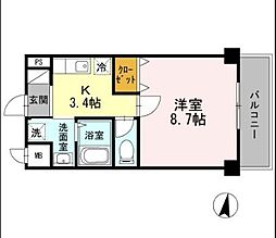 サンヒルズ 1Kの間取図画像