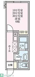THE BASE 上岡 1Kの間取図画像