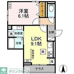 Belle Clair 杉田WEST 1LDKの間取図画像