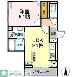 Belle Clair 杉田WEST 1LDKの間取図画像