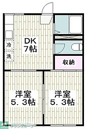 カーサベルデ 2DKの間取図画像