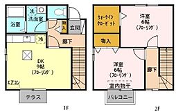 JR武蔵野線 東川口駅 バス13分 差間南下車 徒歩3分の賃貸テラスハウス 1階2DKの間取り