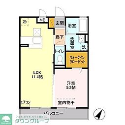 JR埼京線 戸田公園駅 バス5分 下笹目下車 徒歩5分の賃貸アパート 1階1LDKの間取り