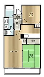 JR京浜東北・根岸線 南浦和駅 徒歩14分の賃貸マンション 1階2LDKの間取り