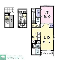JR京浜東北・根岸線 川口駅 徒歩18分の賃貸アパート 3階1LDKの間取り