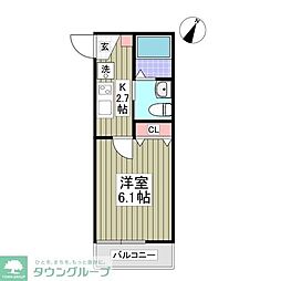 JR武蔵野線 東川口駅 徒歩16分の賃貸アパート 2階1Kの間取り