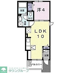 JR埼京線 与野本町駅 徒歩16分の賃貸アパート 1階1LDKの間取り