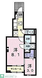 JR埼京線 与野本町駅 徒歩38分の賃貸アパート 1階2Kの間取り