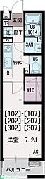 JR武蔵野線 西浦和駅 徒歩15分の賃貸マンション 1階1Kの間取り