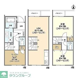 JR川越線 西大宮駅 徒歩11分の賃貸タウンハウス 1階2SLDKの間取り