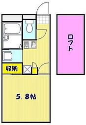 埼玉高速鉄道 川口元郷駅 徒歩24分の賃貸アパート 2階1Kの間取り