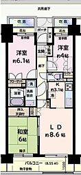 武蔵浦和パーク・ホームズウェストコート 3LDKの間取図画像