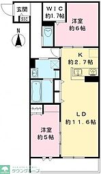 芝弥生レジデンス 2LDKの間取図画像