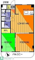 ジャスティムK2 2LDKの間取図画像