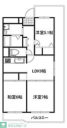 ハイラーク浦和 3LDKの間取図画像