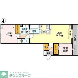 川口市戸塚東2丁目アパート 2LDKの間取図画像
