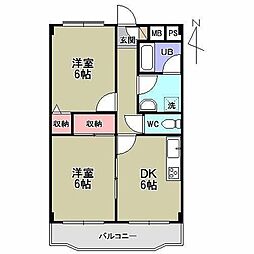 メゾンフジ 2DKの間取図画像