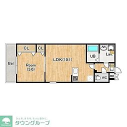 川口市大字里アパート 1LDKの間取図画像
