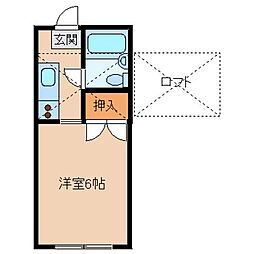 西武拝島線 東大和市駅 徒歩13分の賃貸アパート 2階1Kの間取り