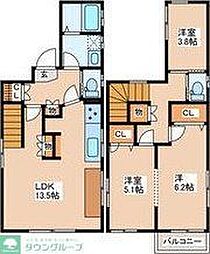 JR中央線 国立駅 徒歩14分の賃貸一戸建て 3LDKの間取り