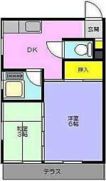 JR青梅線 羽村駅 徒歩16分の賃貸アパート 1階2DKの間取り