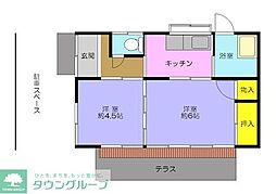 JR青梅線 小作駅 徒歩17分の賃貸一戸建て 2Kの間取り