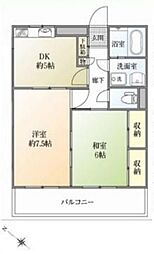 サンノーブル羽村一番館 1階2DKの間取り