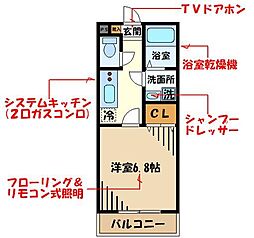 JR青梅線 拝島駅 徒歩5分の賃貸アパート 2階1Kの間取り